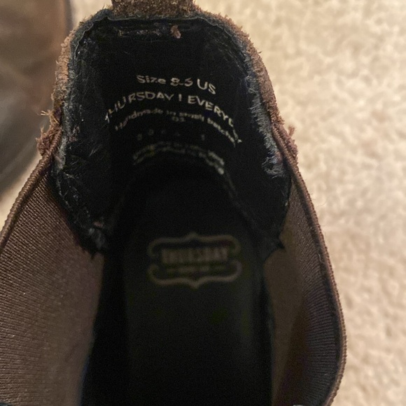 Thursday Boot Co. dark olive suede ankle boots. - Picture 3 of 4